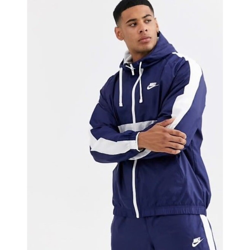 Nike Vintage Rare Hoxton Track Suit Jacket Pants Navy Blue Nylon Shiny Glanz Sm